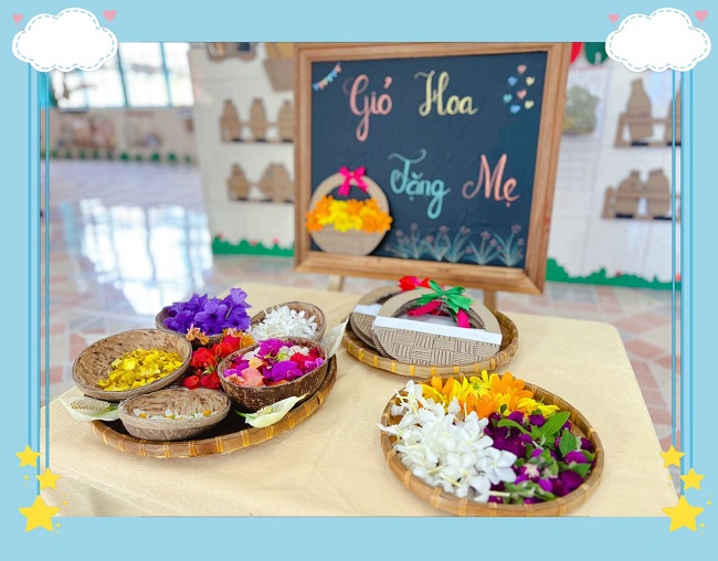 Tạo hình "Giỏ hoa tặng mẹ"